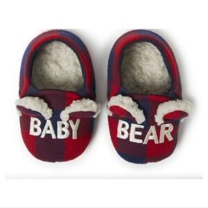 DEARFOAMS Cozy Comfort Baby Bear Plaid Closed Back Slippers NWT